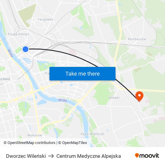 Dworzec Wileński to Centrum Medyczne Alpejska map