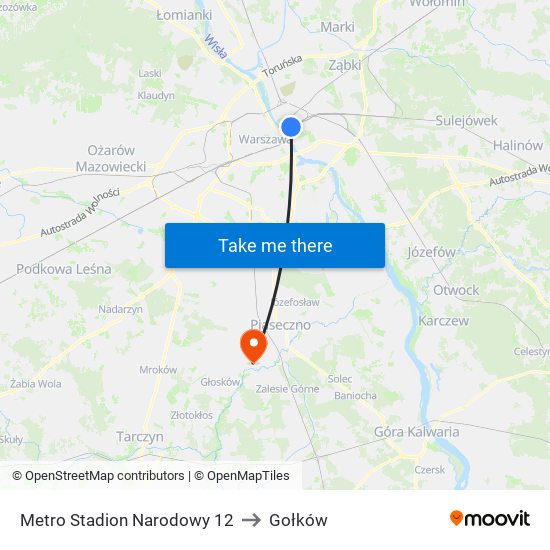 Metro Stadion Narodowy 12 to Gołków map