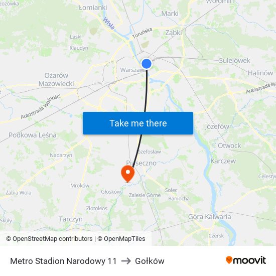 Metro Stadion Narodowy 11 to Gołków map