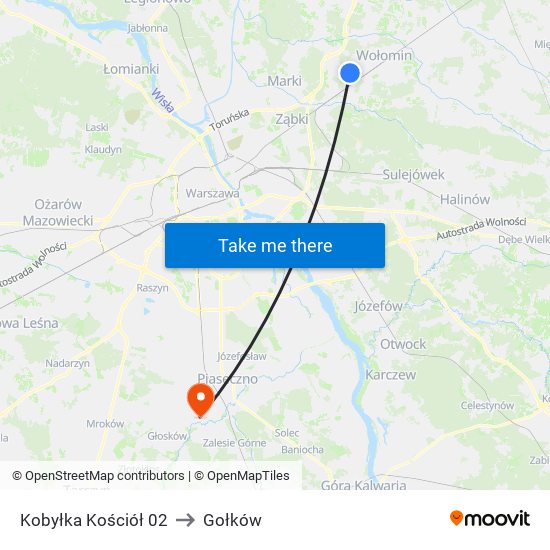 Kobyłka Kościół to Gołków map