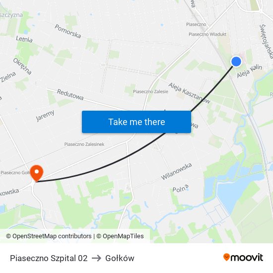 Piaseczno Szpital 02 to Gołków map