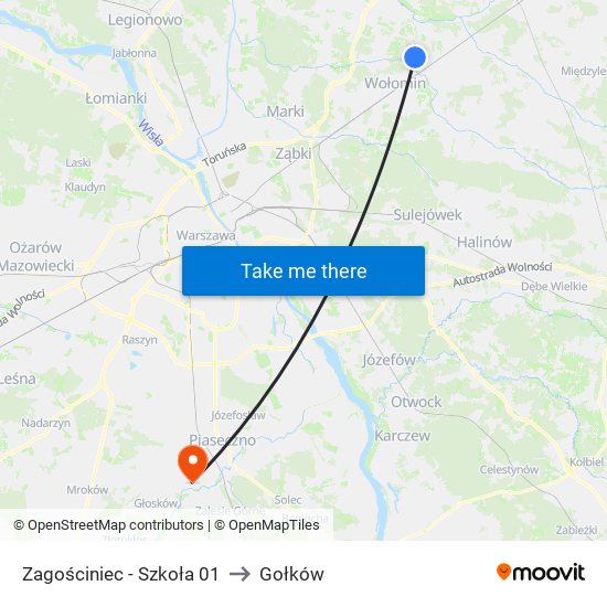 Zagościniec - Szkoła 01 to Gołków map