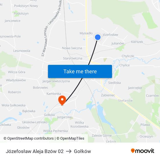 Józefosław Aleja Bzów 02 to Gołków map