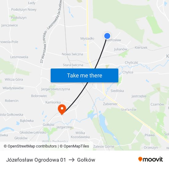 Józefosław Ogrodowa 01 to Gołków map