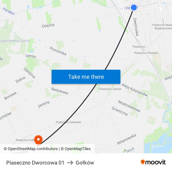 Piaseczno Dworcowa 01 to Gołków map