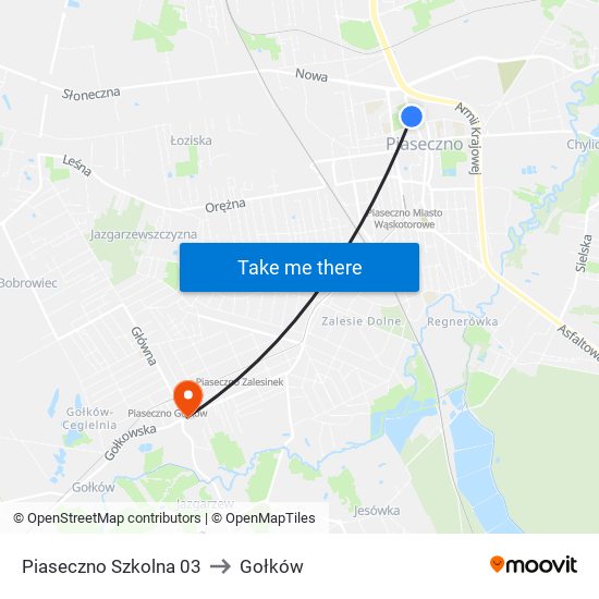 Piaseczno Szkolna to Gołków map