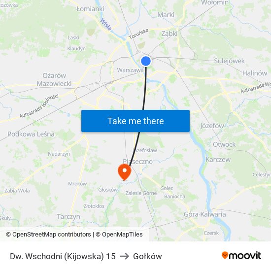 Dw. Wschodni (Kijowska) to Gołków map