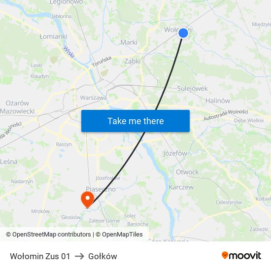 Wołomin Zus 01 to Gołków map