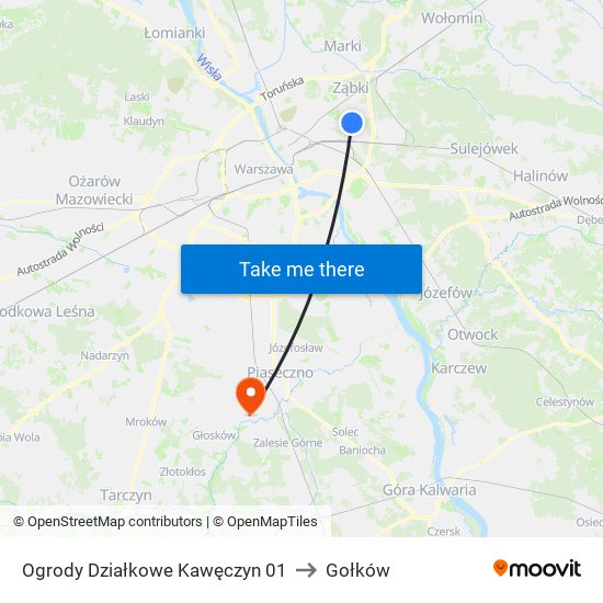 Ogrody Działkowe Kawęczyn 01 to Gołków map