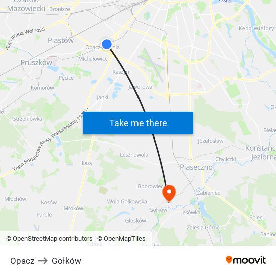 Opacz to Gołków map