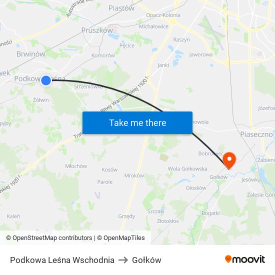 Podkowa Leśna Wschodnia to Gołków map