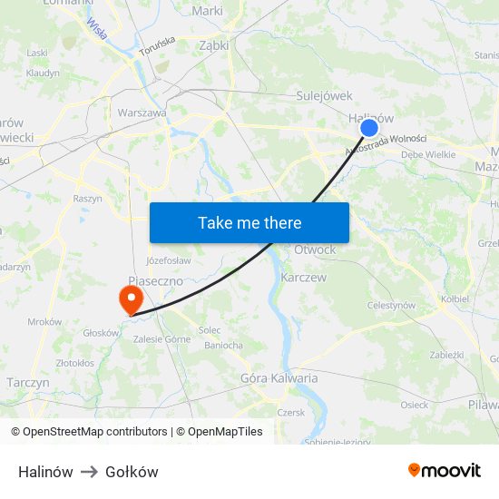 Halinów to Gołków map
