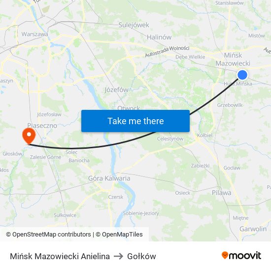 Mińsk Mazowiecki Anielina to Gołków map