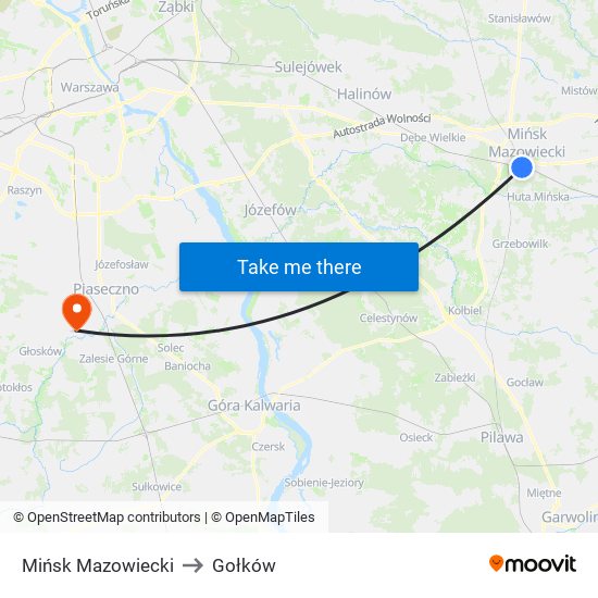 Mińsk Mazowiecki to Gołków map