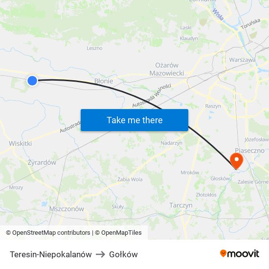 Teresin-Niepokalanów to Gołków map