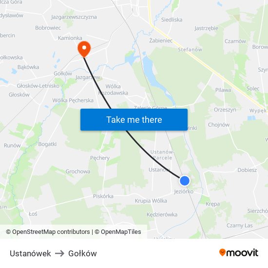 Ustanówek to Gołków map