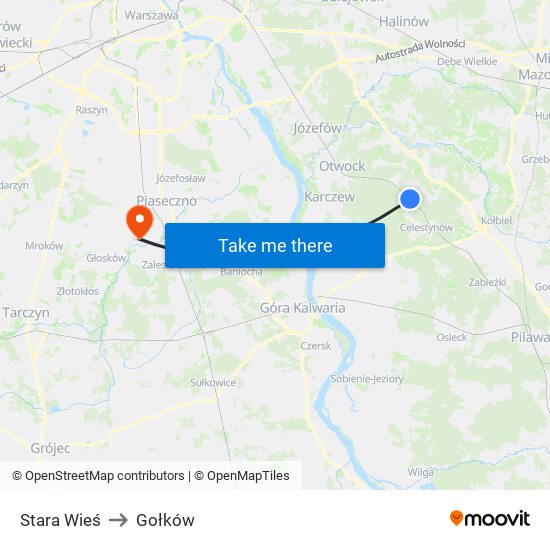 Stara Wieś to Gołków map