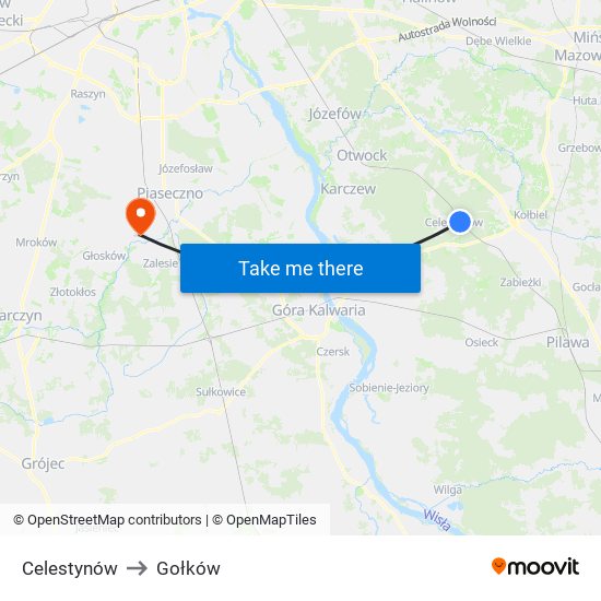 Celestynów to Gołków map