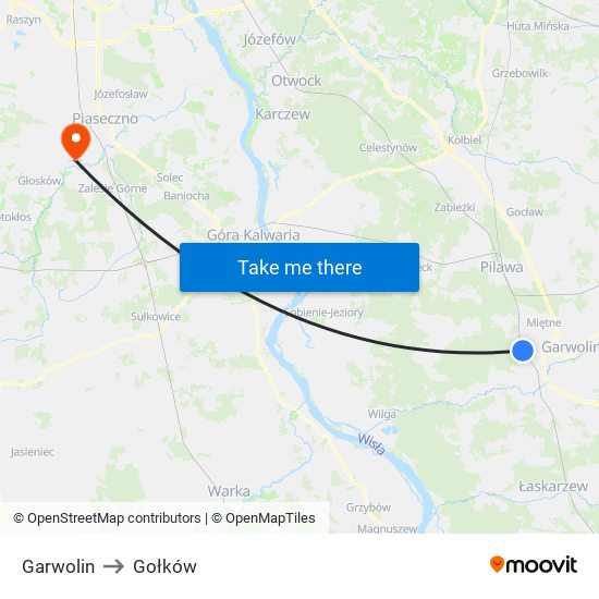 Garwolin to Gołków map