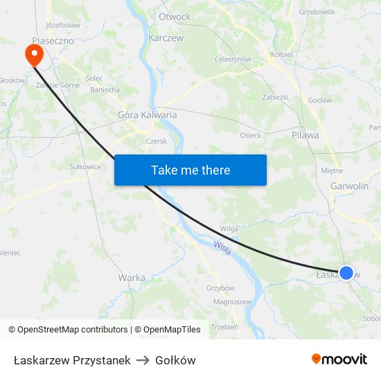 Łaskarzew Przystanek to Gołków map