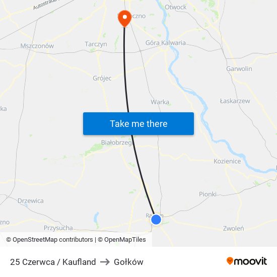 25 Czerwca / Kaufland to Gołków map