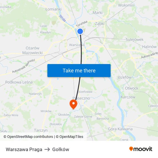 Warszawa Praga to Gołków map