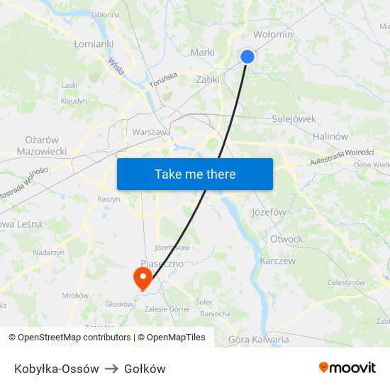 Kobyłka-Ossów to Gołków map