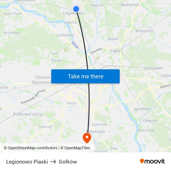 Legionowo Piaski to Gołków map