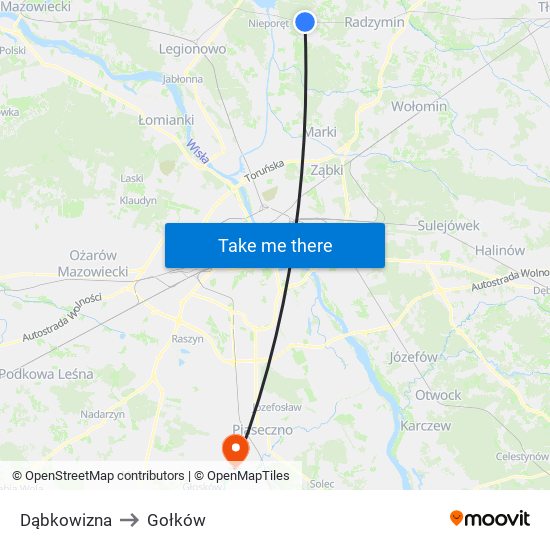 Dąbkowizna to Gołków map