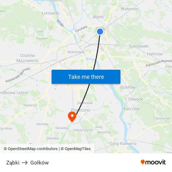 Ząbki to Gołków map