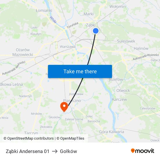 Ząbki Andersena 01 to Gołków map