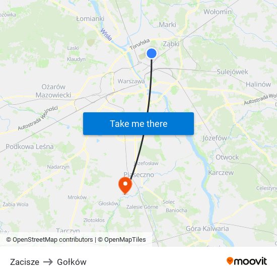 Zacisze to Gołków map