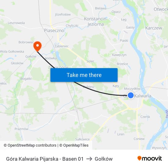 Góra Kalwaria Pijarska-Basen to Gołków map