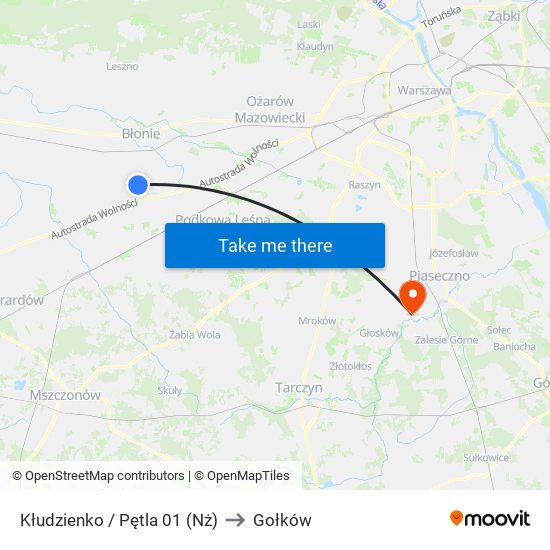 Kłudzienko / Pętla 01 (Nż) to Gołków map