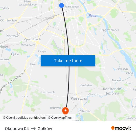 Okopowa to Gołków map