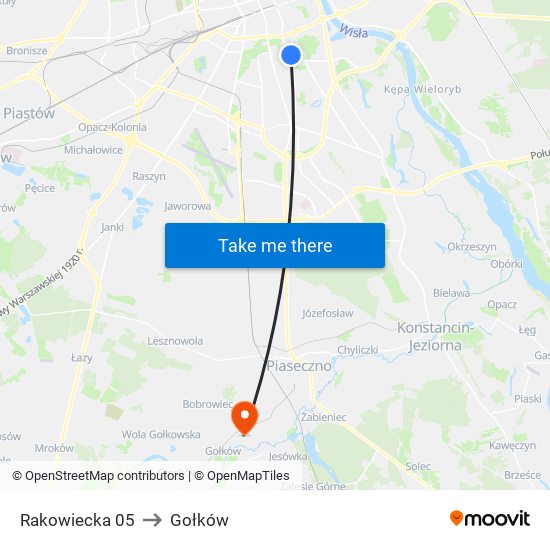 Rakowiecka to Gołków map