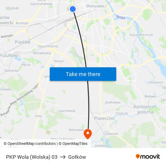 PKP Wola (Wolska) to Gołków map