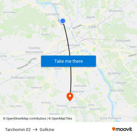 Tarchomin 02 to Gołków map