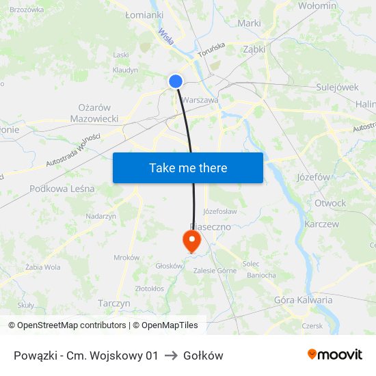 Powązki-Cm. Wojskowy to Gołków map