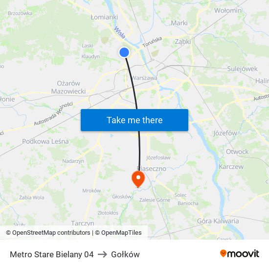 Metro Stare Bielany 04 to Gołków map