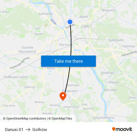 Danusi to Gołków map