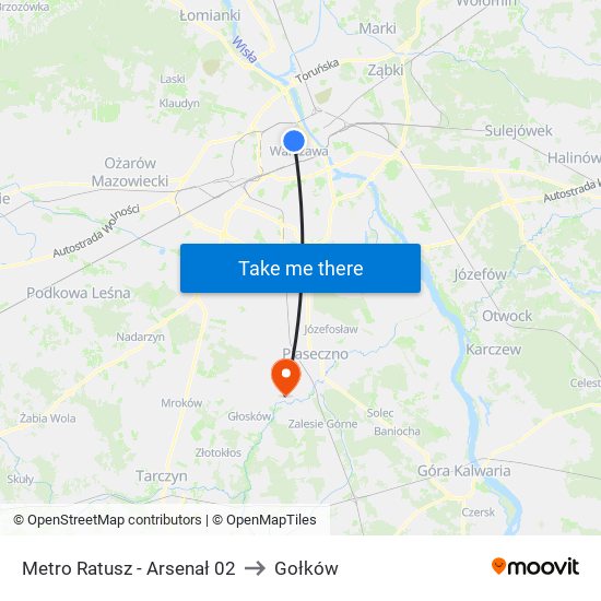 Metro Ratusz Arsenał to Gołków map