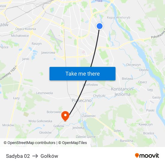 Sadyba 02 to Gołków map