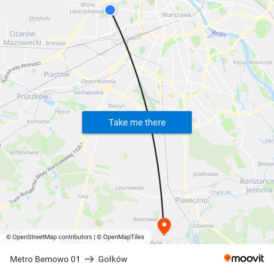 Metro Bemowo 01 to Gołków map