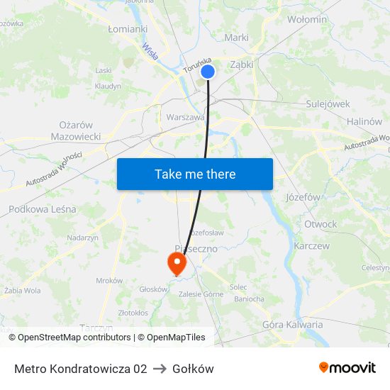 Metro Kondratowicza to Gołków map