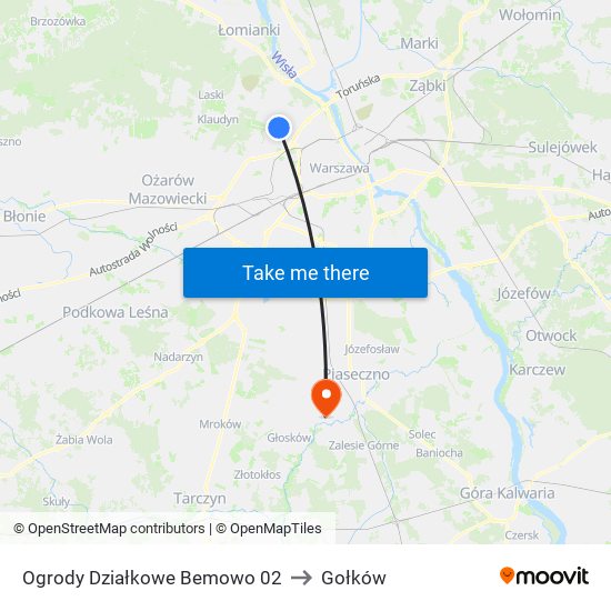 Ogrody Działkowe Bemowo to Gołków map