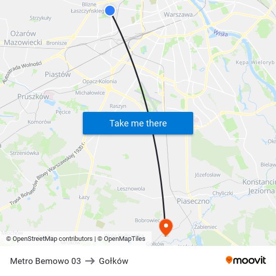 Metro Bemowo 03 to Gołków map