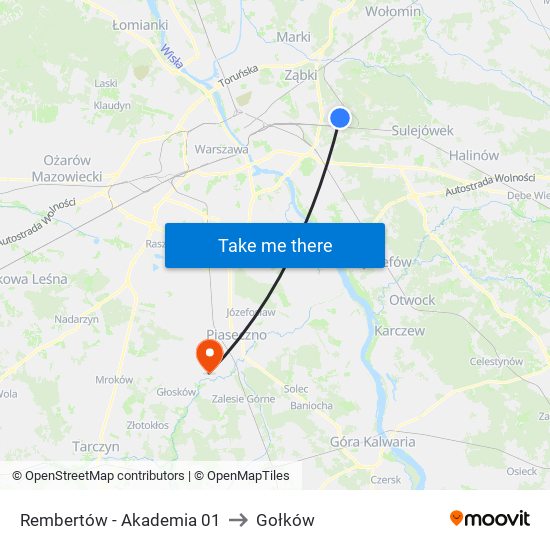 Rembertów-Akademia to Gołków map