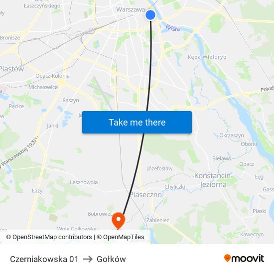 Czerniakowska to Gołków map