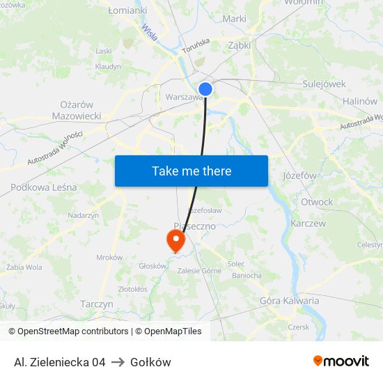 Al. Zieleniecka 04 to Gołków map